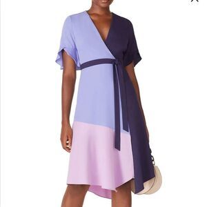 Hutch Colorblock Wrap Dress Blue Purple XS